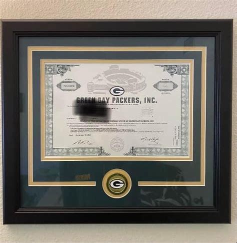 Green Bay Packers Stock Certificate Frame - Etsy