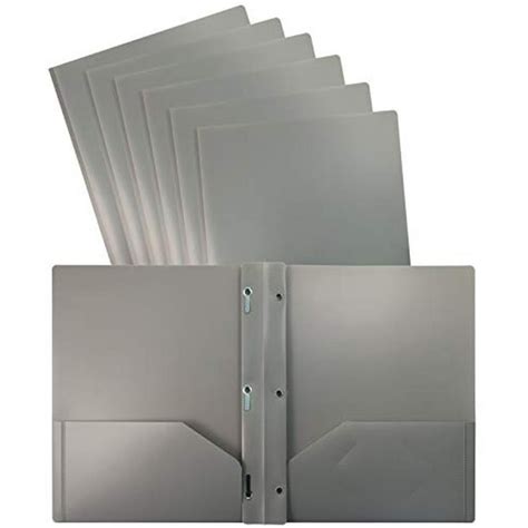 Better Office Products Gray Plastic 2 Pocket Folders with Prongs, 24 ...