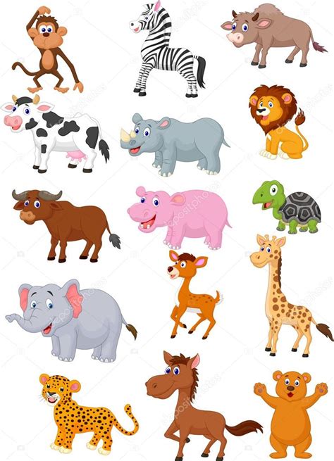 Coleção de desenhos animados de animais selvagens Stock Vector by ...