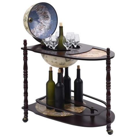 Vidaxl Freestanding Globe Bar Wind Stand Eucalyptus Wood Green Wood