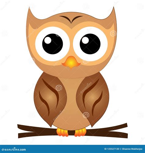 Vector Illustration Cute Cartoon Owl Stock Vector Illustration Of