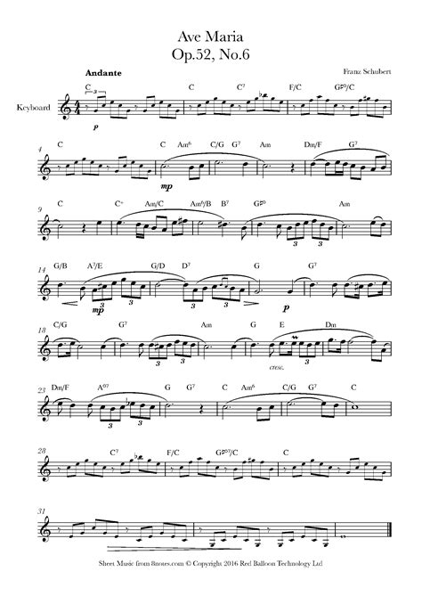 Franz Schubert Ave Maria Sheet Music Notes, Chords Download Printable ...