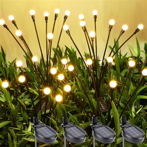 Amazon Brizled Solar Garden Lights 4 Pack 8 LED Solar Firefly