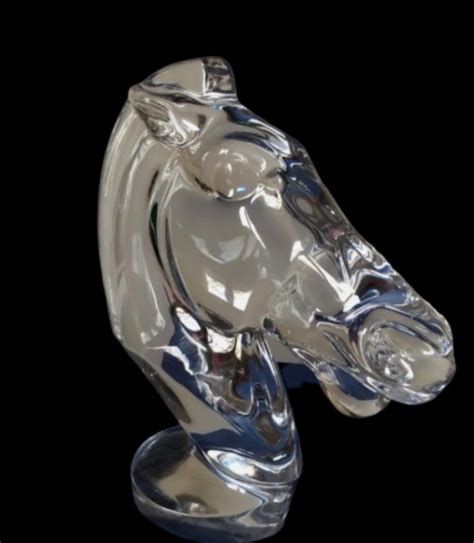 Tête de Cheval en Cristal de Sèvres Hauteur 28cm L écrin Antiquaire