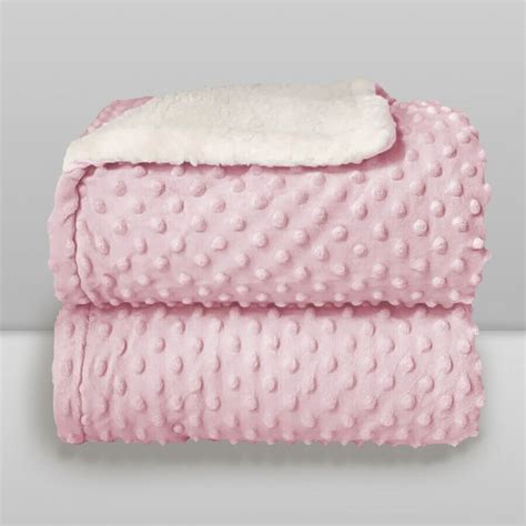 Cobertor Microfibra Plush Duplaface Sherpa Bolinhas Rosa Beb