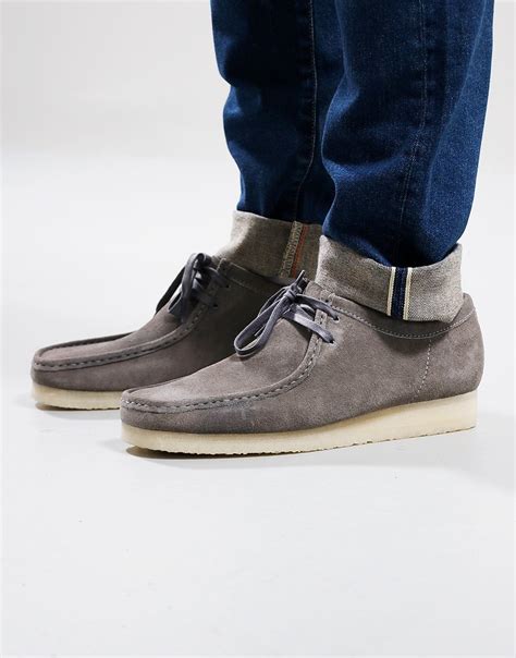 Clarks Originals Wallabee Shoe Grey Suede Terraces Menswear