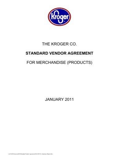 The Kroger Co Standard Vendor Agreement For