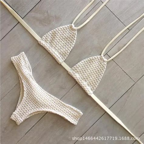 Sexy Brazilian Bikini Set Skin Color Knitting Swimwear Women Swimsuit