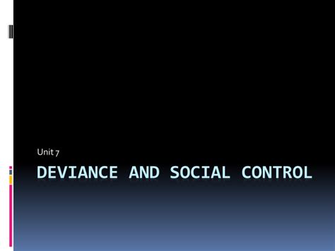 Deviance And Social Control