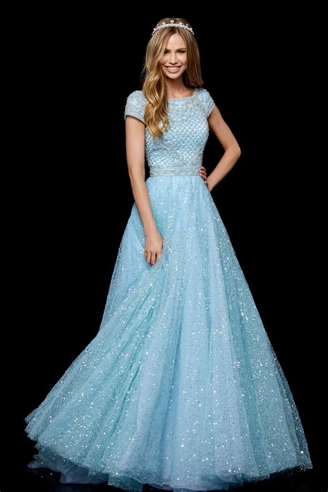 Sherri Hill 52276 Beaded Cap Sleeve Bateau Tulle Ballgown Ball