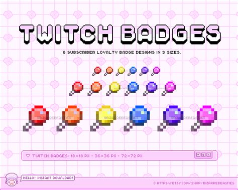 Pixel Art Twitch Sub Badges Kawaii Lollipop Theme Bizarre