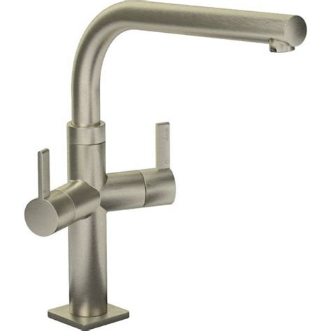 Abode Zucca Brushed Nickel Twin Lever Kitchen Sink Mixer Tap At1237