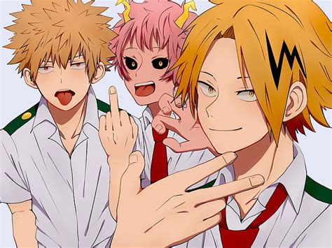 Hd Wallpaper Anime My Hero Academia Denki Kaminari Katsuki Bakugou Mina Ashido Wallpaper