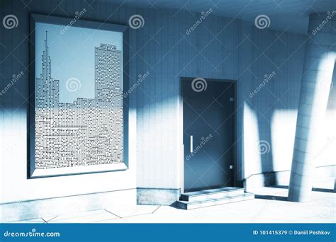 Futuristic concept stock illustration. Illustration of door - 101415379