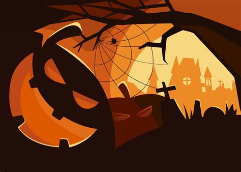 Spooky Banner With Pumpkin Heads Halloween Placard Design 3250327