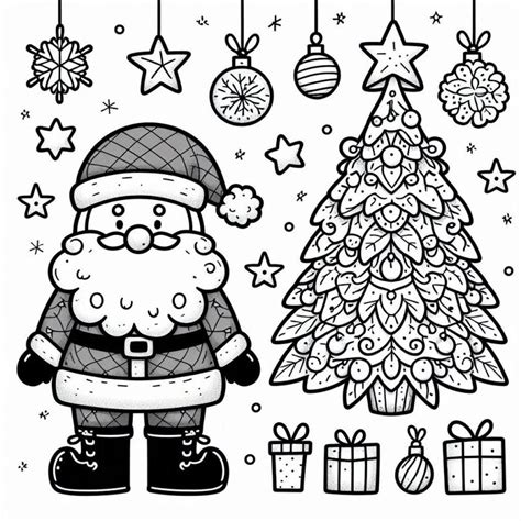 Desenhos Para Colorir Papai Noel E Arvore De Natal