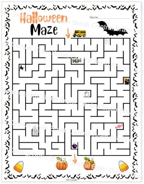 5th Grade Halloween Maze With Answer Key, Printable - Etsy