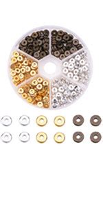 PandaHall Elite 300 Pcs 6 Styles Perles Intercalaires Doré Perles d