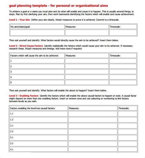 Goal Planning Template Beautiful Sample Goal Planning Template 9 Free ...