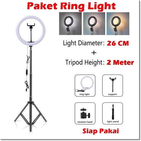 Jual Paket Halo Ring Light 10 Inch 26 Cm 120 With Smartphone Holder