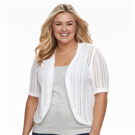 Plus Size Croft Barrow Pointelle Shrug Plus Size Shrugs Cardigans