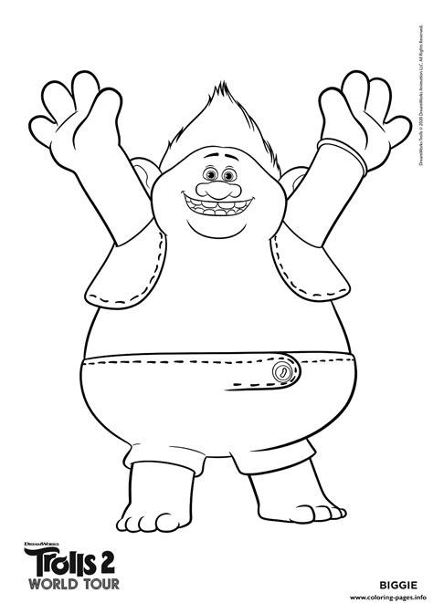 Trolls 2 Biggie Coloring Page Printable