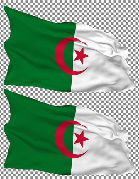 Premium Psd Algeria Flag Waves Isolated In Plain And Bump Texture