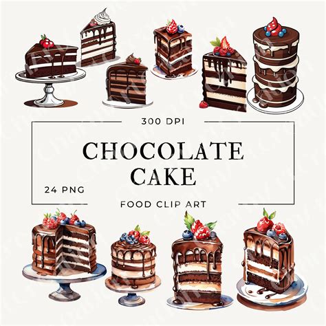 Chocolate Cake Clip Art Cartoon Cake Watercolor Style Clip Art Dessert