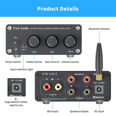 Buy Fosi Audio Bt A Bluetooth Amplifier Mini Hi Fi Stereo