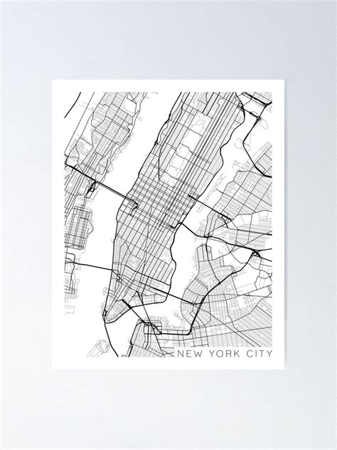 "New York City, Map - Black and White" Poster for Sale by ...