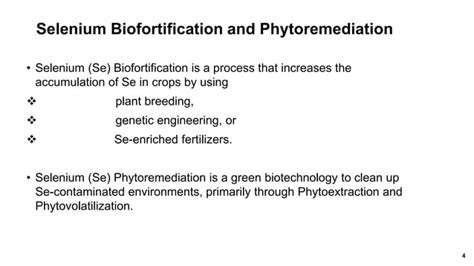 Biofortification And Phytoremediation Strategies Of Selenium Ppt