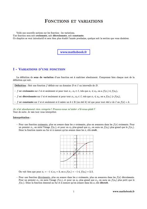 Fonctions Et Variations Cours Pdf à Imprimer Maths Seconde