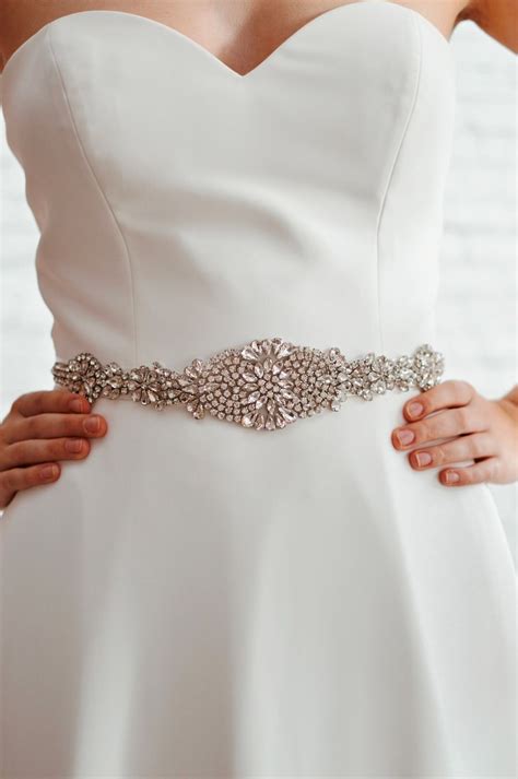 Pbb1005 Dazzling Crystal Encrusted Bridal Belt With Centre Detail