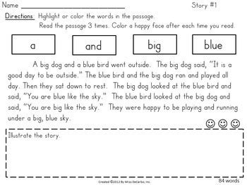 Sight Word Fluency Passages For Reading Intervention BUNDLE No Prep Pages