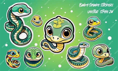 Premium Vector | Cute baby snake stickers vector style