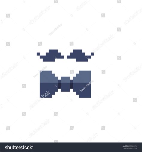 Mustache And Bow Tie Pixel Art Icons 8 Bit Royalty Free Stock Vector 765685354