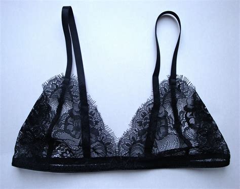 Black Lace Bralette Triangle Bralette Sheer Bralette Lace Etsy