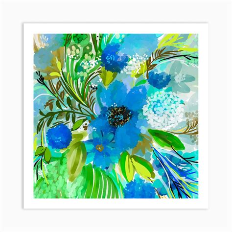 Blue Flowers Art Print By Silverapples Shop Fy