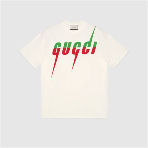 เสื้อยืด T Shirt With Gucci Blade Print Inผ้าคอตตอนสีขาว Gucci® Th