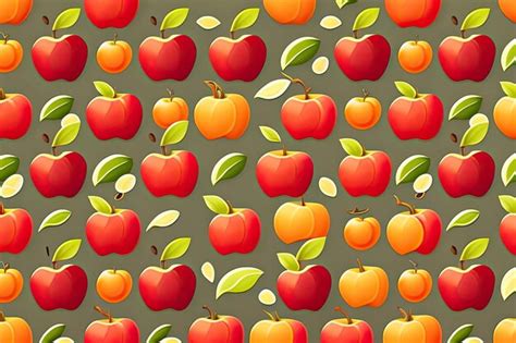 Premium Ai Image A Seamless Pattern Of Apples And Leaves With The