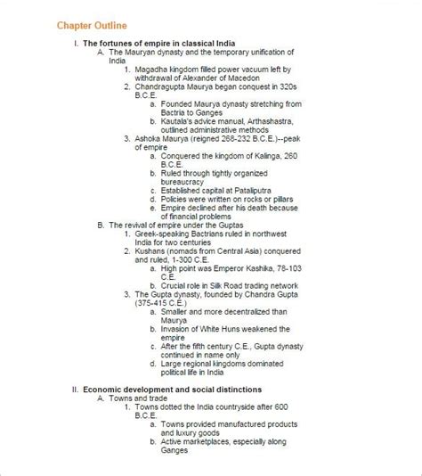 8+ Chapter Outline Templates - Word, Excel, PDF