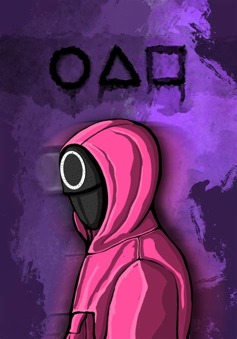 Squid Game Pink Soldier Poster Drawing Rprocreate