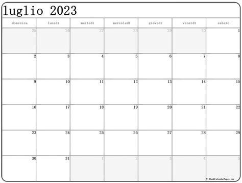 Luglio 2023 Calendario Gratis Italiano Calendario Luglio