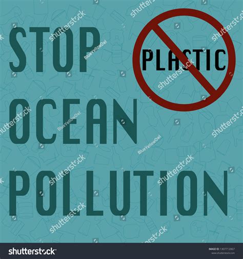 Stop Ocean Pollution Ecological Poster Text Stock Vector Royalty Free