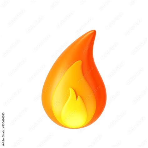 D Fire Flame Icon Isolated On White Background Render Sprite Of Fire