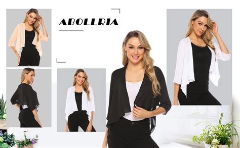 Abollria Coprispalle Bolero Donna In Chiffon A Maniche Cardigan