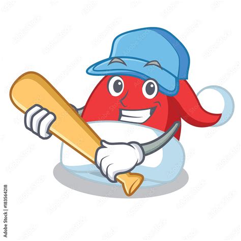 Playing baseball Christmas hat character cartoon Stock Vector | Adobe Stock