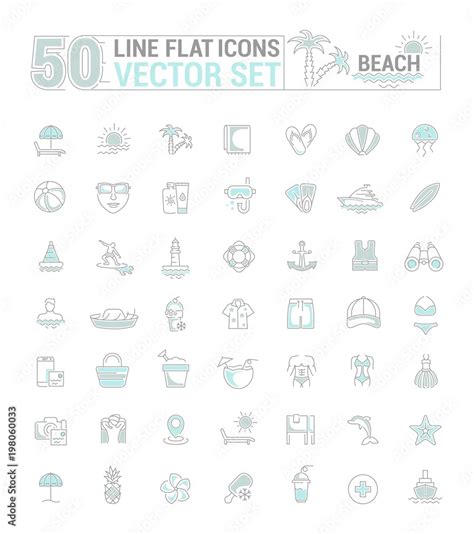 Vector graphic set. Icons in flat, contour, thin, minimal and linear ...