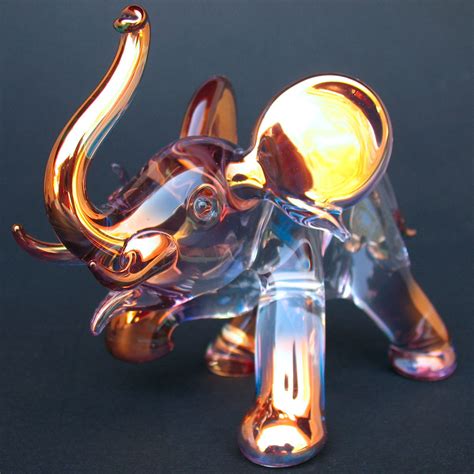 Art And Collectibles Glass Art Blown Glass Elephant Gold Stars Wbase Pe