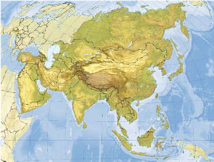 Print Map Quiz Mapa físico Asia geografía geografía política 1